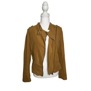 Be Cool Los Angeles Camel Faux Suede Moto Jacket Asymmetrical Zip